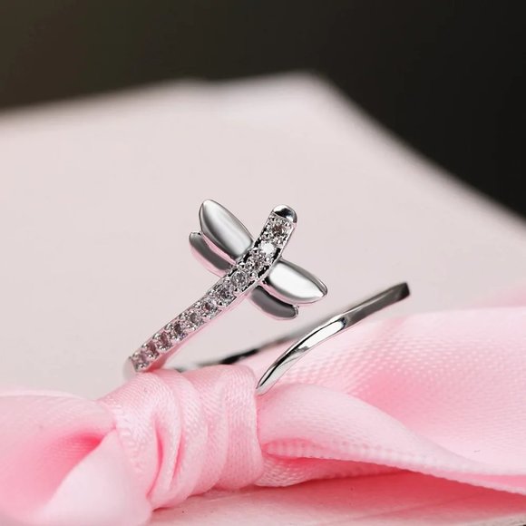925 Sterling Silver Fly Rings for Women Adjustable Open Ring - Picture 4 of 4